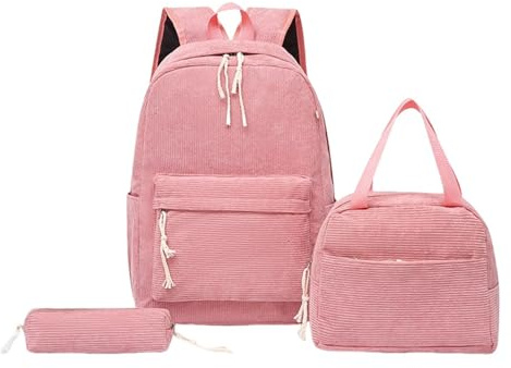 School Bags for Girls, Lightweight Backpack, Blue Flower Backpack for Girls, Lightweight Backpacks Women, Rucksack Bag, Black Bow, Girl Back Pack, Bookbag with Lunch Box and Water Bottle, School Bag