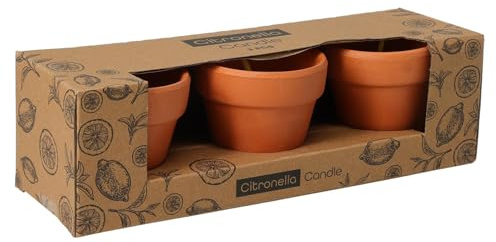 3x Citronella Kerzen im Terrakotta Topf 7 x 7 cm Brenndauer je 6 Stunden Duftkerze