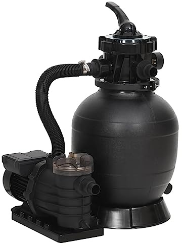 Filtro a Sabbia per Piscina, Pompa Filtro a Sabbia con Valvola a 6 Vie, Portata 10000 L/h, Adatto per Piscine Fuori Terra, Facile Manutenzione, Durevole, Manometro di Facile