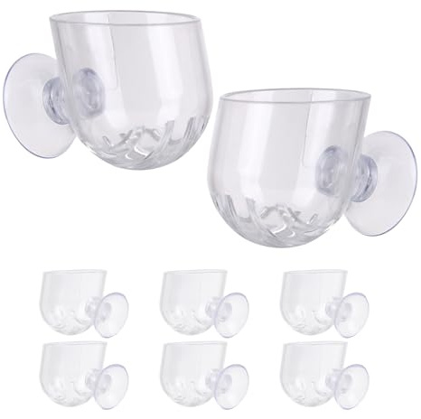 Alasum 8 Stück Teiliges Hängende Acryl-blumentöpfe mit Saugnäpfen Vielseitige Hydroponische Wandvasen für Pflanzen und Aquariumdekoration Oval Transparent Platzsparend Einfach zu Reinigen