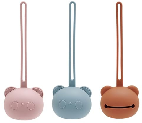 THQAE 3 Pcs Custodia Portaciuccio in Silicone, portaciuccio, porta ciuccio, Pratica Tasca Portaciuccio da Viaggio per Neonati, Contenitore in Silicone Senza BPA per Bambini e Bambine