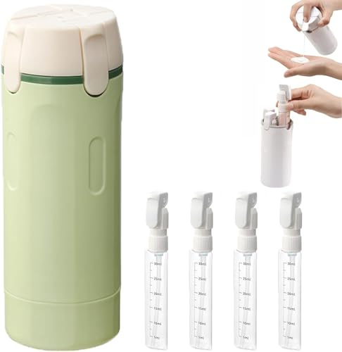 4 in 1 Travel Dispenser Bottle,Portable Leak Proof Refillable Toiletry Containers,Leak Proof Travel Size Containers,Refillable Travel Dispenser Bottles for Shampoo Lotion Conditioner Storage (Green)