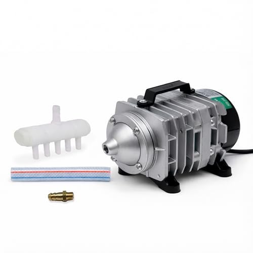 VIALIA Luftpumpe ACO ölfrei, leise <60 dB, Aluminiumgehäuse, Luftkompressor für die Belüftung von Teich und Aquarium