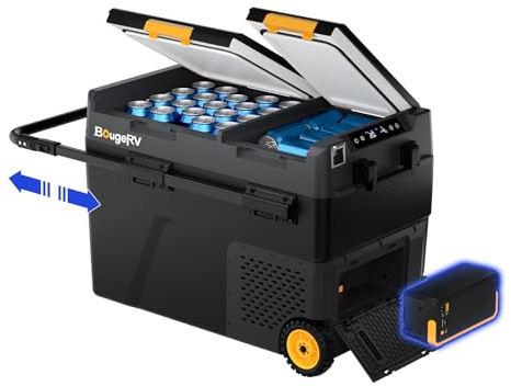 BougeRV Dual Zone 12V Compressor Fridge CRD2 V2.0 49L & 240Wh Battery, IPX4