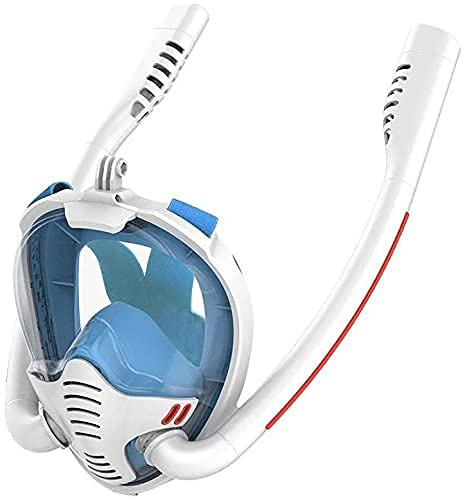 Tauchmaske, Tauchen Schnorchel Maske Doppel Atemschutz Scuba Unterwasser Volle Gesicht Schnorcheln(White,L)