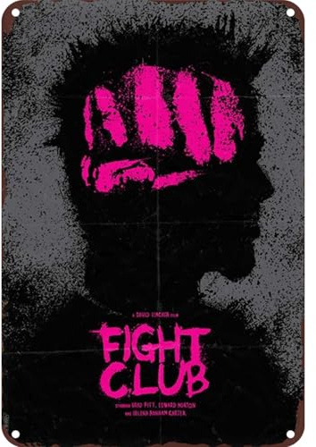 Fight Club Metallblechschild, 20 x 30 cm, Vintage dekorative Wandkunst, wetterfest, einfache Montage, ideal for Zuhause, Bar, Café, Club