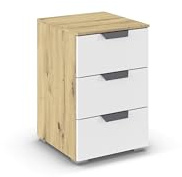 Rauch Möbel ADITIO, Nachttisch, Farbe Weiß/Eiche Artisan, Maße 40x61x42 cm | Nachtkommode im modernen Look, 3 Schubladen, Soft-Close, für Schlafzimmer, Jugendzimmer, Kinderzimmer, Gästezimmer