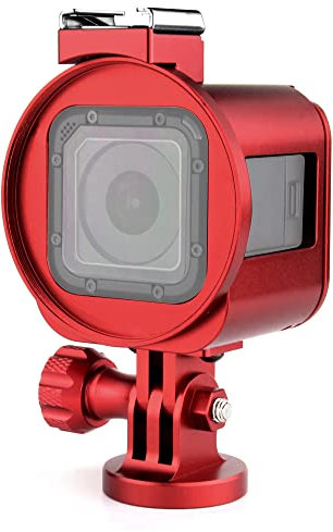 SOONSUN Custodia in alluminio scheletro per GoPro Hero5 Session Hero 4 Session Metal Spessa gabbia protettiva solida con copriobiettivo e chiave a vite di montaggio, rosso