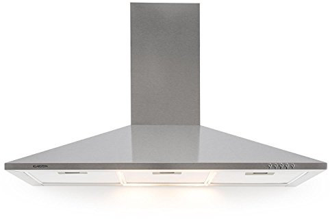 Klarstein TR90WS Campana extractora - Campana de pared, Aire de escape circulante, Iluminación, Ancho: 90 cm, 3 escalas, Capacidad: 340 m³/h, 3 filtros de grasa, Acero inoxidable, Plateado