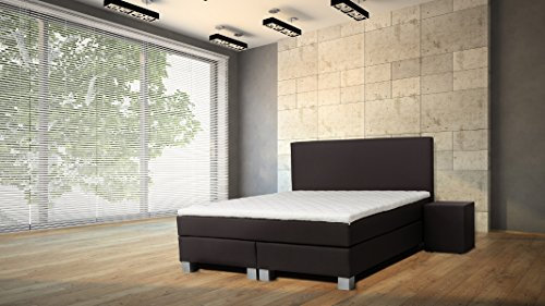 WELCON ORIGINAL Rockstar LE Taschenfederkern 1126 Luxus Boxspringbett 140x200 Härtegrad H3 in dunkelgrau TTF in Matratze und Boxen, inkl. Topper Polsterbett Doppelbett Bett
