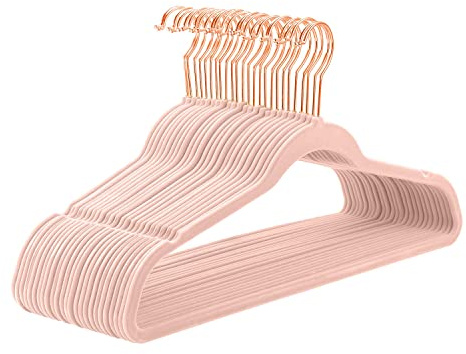 MIZGI Premium samtaufhänger heavyduty Nicht Beleg-samt-Anzug kleiderbügel erröten rosa/Rose