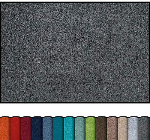 Erwin Müller Fußmatte Mainz, Schmutzfangmatte, Sauberlaufmatte Uni anthrazit Größe 40x60 cm - rutschfest, pflegeleicht, für Fußbodenheizung geeignet (weitere Farben, Größen)