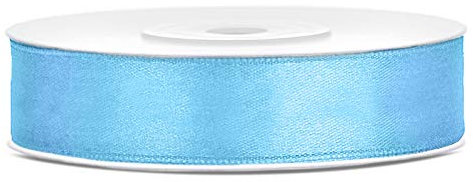 DaLoKu Satinband 6/12/25/38/50/100mm x 25m Geschenkband Schleifenband, Größe: 12mm x 25m, Farbe: Hellblau