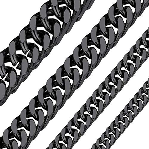 ChainsHouse Gliederkette Schwarz Edelstahl Herren Halskette 10mm Miami Kette ohne Anhänger Männer Miami Glieder Halskette 55cm Panzerkette Schwarz Massiv Kubanische Kette Punk Schmuck für Geburtstag
