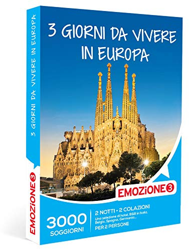 Emozione3 - Cofanetto regalo 3 giorni da vivere in Europa - Idea regalo per la coppia - Due notti con colazione per 2 persone