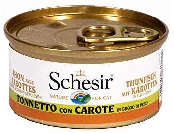 Schesir Cat in Brühe Thunfisch mit Karotten, Katzenfutter nass in eigener Kochbrühe, 24 Dosen x 70 g, 1 Stück (24er Pack)