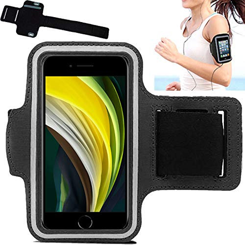 Armband Case, iPhone SE 2022 / SE 2020 / iPhone 7 / iPhone 8 Armband Case for Sports, Running, Jogging, Walking, Sweat-Free With Key Slots (BLACK)