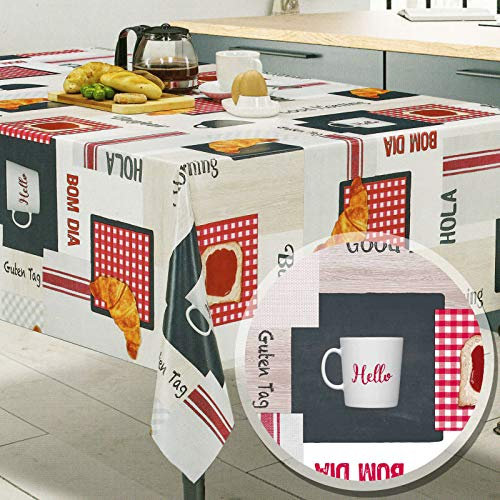 Melody Wachstuch Tischdecke abwaschbar 100 x 140 cm eckig Frühstück hell #6172-01