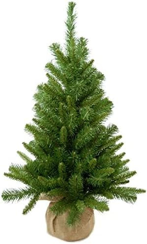 Christmas Decoration Albero Natale Abete con Sacco Juta Artificiale da Appoggio 90 cm Verde 154 Rami