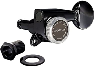 Gotoh SG381 Magnum Lock Traditional Tuners 6 In Line with Rounded Mini Buttons (Model 05) 16:1 Gear Ratio Black