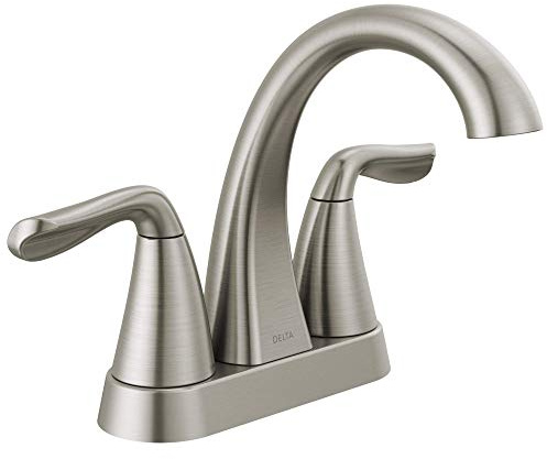 Delta Faucet Arvo Centerset Bathroom Faucet Brushed Nickel, Bathroom Sink Faucet, Drain Assembly Included, SpotShield Stainless 25840LF-SP