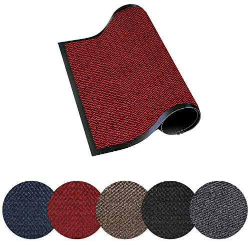 Trendsco - Dirt Trapper Door Mat Indoor & Outdoor - Non Slip Rubber Backing Carpet and Floor Mat for Home, Kitchen & Office - Super Absorbent Washable Rug Mat for Front & Back Door (Red || 40 x 60)