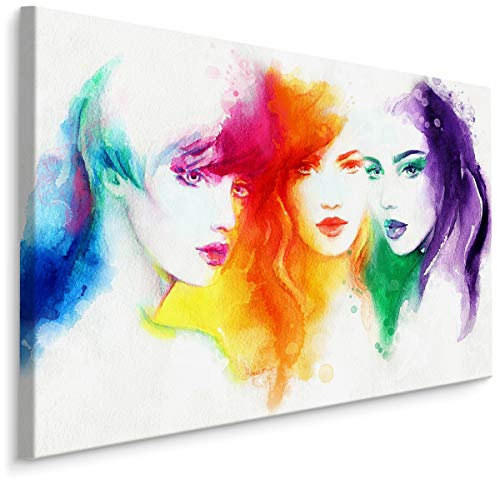 Muralo Leinwandbilder 90x60 Porträt Frauen Schön Leinwand Wandbild Kunstdruck Menschen Gesicht Natur Abstraktion Schlafzimmer Wohnzimmer Wanddekoration Design XXL 1054 Br. 90 cm x Hö. 60 cm