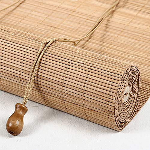 Geovne Retro Rollo Bambus,Carbonization Patio Bambusrollo,55% Blackout,Handgewebte Bambus Rollo,Bambusjalousien mit Zubehör,Breite 50cm-150cm,für Fenster/Outdoor/Terrasse (140x200cm/55x79in)
