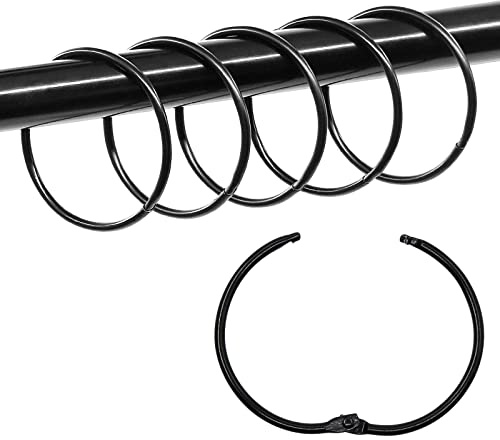 Coideal Lot de 36 anneaux de reliure ronds en métal pour rideau de douche 5,4 cm (5,6 cm) pour cartes de notes, bureau (noir)