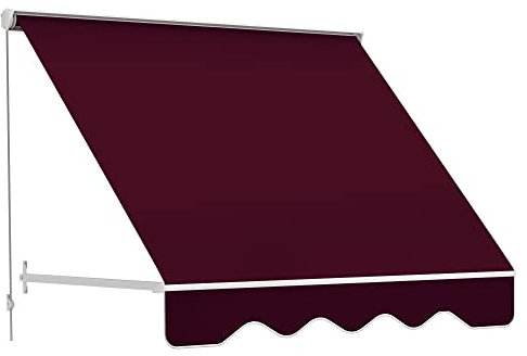 Outsunny Tenda da Sole Avvolgibile 180×70cm con Angolazione 0-120°, Tenda a Caduta da Esterno in Alluminio e Poliestere Anti UV, Rosso