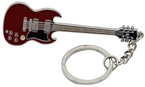 Angus Young (AC/Dc) Nachbildung Gitarre Metall Schlüsselanhänger, rot, Inconnu