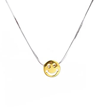 TOXI 925 Silber Gold Farbe Smiley Herzförmige Kette Einfache Halskette für Frauen Modeschmuck Hochzeit Geburtstagsgeschenk-Smiley