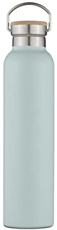 Tower NL865026SKB Natural Life Insulated Stainless Steel Bottle with Bamboo Lid, Crafted from Sustainable Materials, 750ml Capacity, Sky Blue
