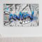 timalo® Robustes Gamerposter mit Namen personalisiert | Coole Gaming Wanddeko mit Gamer Bild für die Wand | Deko Poster XXL Wandbild | Graffiti schwarz weiß blaue Schrift für Jungen | Motiv 51