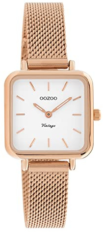 Oozoo Damen Armbanduhr Vintage Series C10971 Analog Metall Mesh rosé UOC10971 Analoguhr