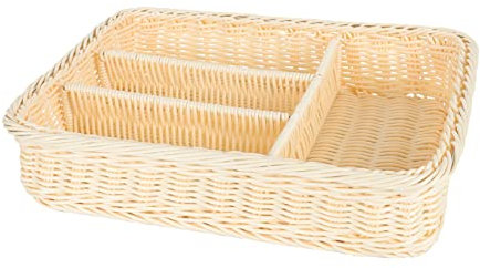 Cabilock 1stück Imitation Rattan Aufbewahrungskorb Mit Fächern Küchenbesteck-organizer Für Tisch Zur Ordnung Von Besteck Und Haushaltsutensilien