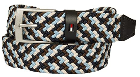 Tommy Hilfiger TH Herrengürtel aus gewebtem Stretchstoff und Leder hoch 3,5 Artikel AM0AM09406, 0F4 Multicolor seasonal, 85