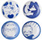 VanEnjoy Kleine süße Keramik Geschirr Sets, Kawaii Katze Teller, Blau Shushi Teller Set Von 4, Japanische Teller, Dessertteller Keramik