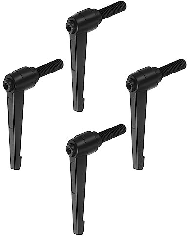 QUARKZMAN 4uds Ajustable Sujeción Palanca Manijas M12 x 50mm Macho Rosca Perno Perillas Giratorio Tornillo Bloqueo Rápida Liberación Trinquete Pulsador Botón Mango, Negro
