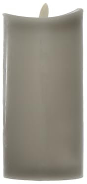 B & S LED Echtwachskerze mit Flacker Flamme 15 x Ø 7 cm mit Timer (Grau)