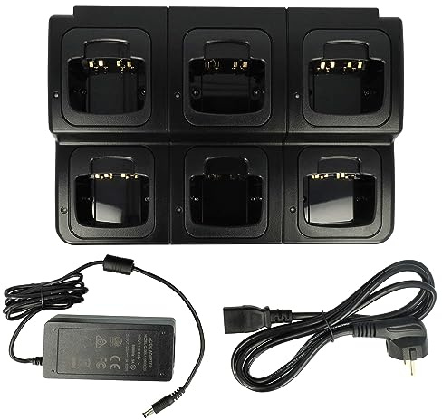 vhbw 6-Fach Ladegerät kompatibel mit Motorola HT1250, GP380 Funkgerät-Akkus - Ladestation + Netzteil, 8,4 V, 0,6 A