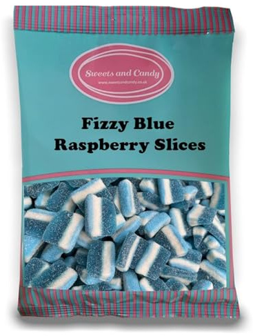 Sweets and Candy® Fizzy Blue Raspberry Slices 1kg - Bold, Fruity Jelly Sweets Bursting with Blue Raspberry Flavour - Bulk 1 Kilo Bag - Pick and Mix Share Size Bags - Retro Pick n Mix
