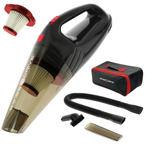 S SUMEX Aspirador de Mano Potente 12V 120W Aspiradora Coche con Filtro Lavable Hepa con Cable 4,5M Accesorio para Mascotas casa y Coche Incluye Bolsa de Transporte
