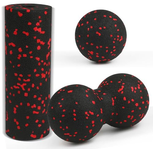 Faszienrolle Set umfasst einen Einzelball, einen Peanut-Lacrosse-Ball, einen Faszienroller für die Wirbelsäule, Nacken- und Rückenentlastung, Tiefengewebsmassage, Triggerpunkt-Freisetzung