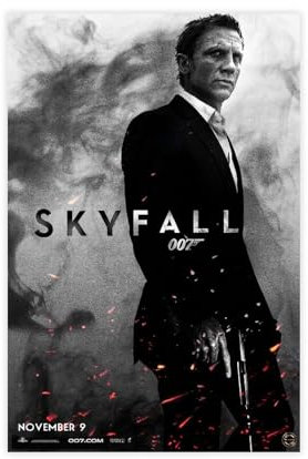 HOBIVA Filmposter, Motiv: Skyfall 007, ästhetisches 2 Leinwandposter, Schlafzimmer-Dekor, Sportlandschaft, Büro, Raumdekoration, Geschenk, ungerahmt, 60 x 90 cm