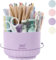 SKYDUE Schreibtisch Organizer, 360 Grad Stiftehalter Drehbar, Stifte Organizer Mit 5 Fächern, Stiftehalter Schreibtisch Für Büro, Schule, Zuhause(Helllila)