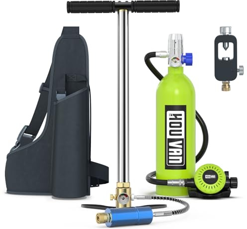 HOUVAN H400 Mini Tanque de Buceo portátil de 1 l con válvula de Encendido y Apagado para exploración submarina, Emergencia/Ocio, C-G