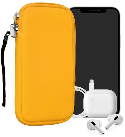kwmobile Neopren Handytasche für Smartphones XL - 6,7/6,8 - Handy Tasche mit Reißverschluss - Handyhülle universal Honiggelb