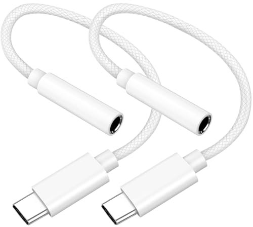 Adaptateur USB C Jack, Lot de 2 Adaptateur USB C vers Jack 3,5 mm Aux Audio Adaptateur Écouteur pour Phone 15/15 Pro/Samsung S24/S23/S22, P40/Mate 40, Pixel 6/4