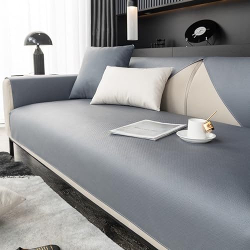 ZCXRYFL Sofabezug FüR L/U-Form Ecksofa 1 2 3 4 Sitzer-rutschfest-Sofa üBerwurf Decke Wasserdichter Couch üBerzug FüR Leder/Holz/Stoff Sofa Cat Kratzfeste Sofa Decken, Kunstleder(110X180cm,Gray 2)